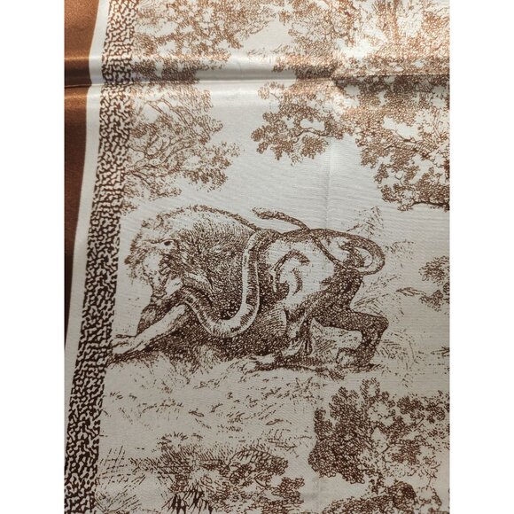 Scarf Brown & Beige Animal Wildlife Print Luxury Large 35" Square Accessory - Picture 4 of 15